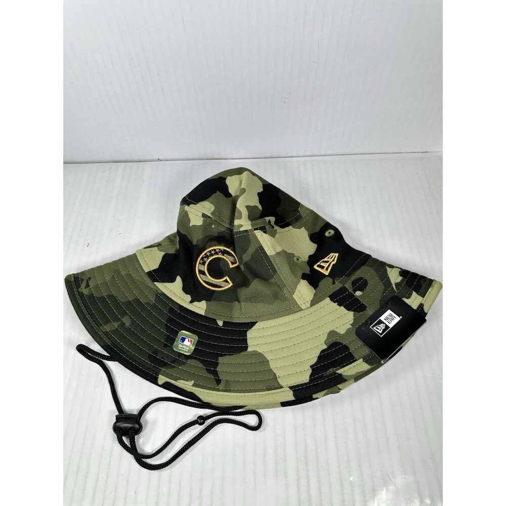 New Era Chicago Cubs Armed Forces Bucket Hat Cap One Size Green Camo MLB NWT